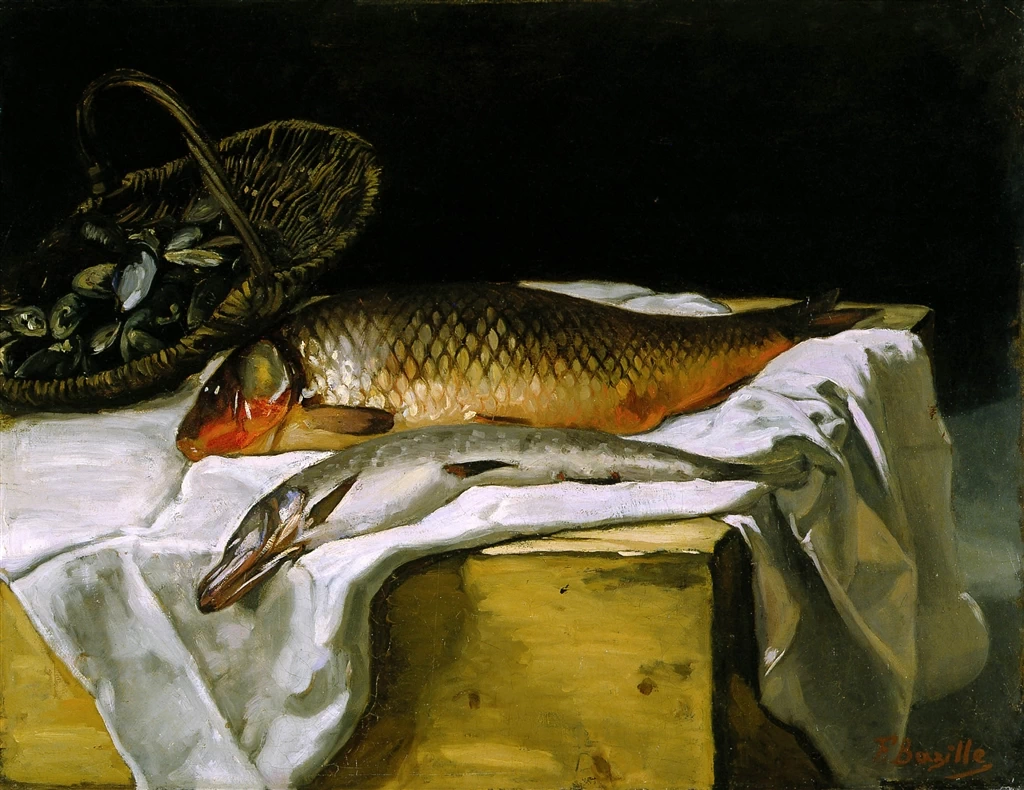 Jean-Frédéric Bazille-46-Natura morta con pesce - Detroit Institute of Arts